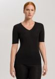 Hanro Woolen Silk T-Shirt V-Neck zwart