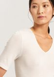 Hanro Woolen Silk T-Shirt V-Neck cygne