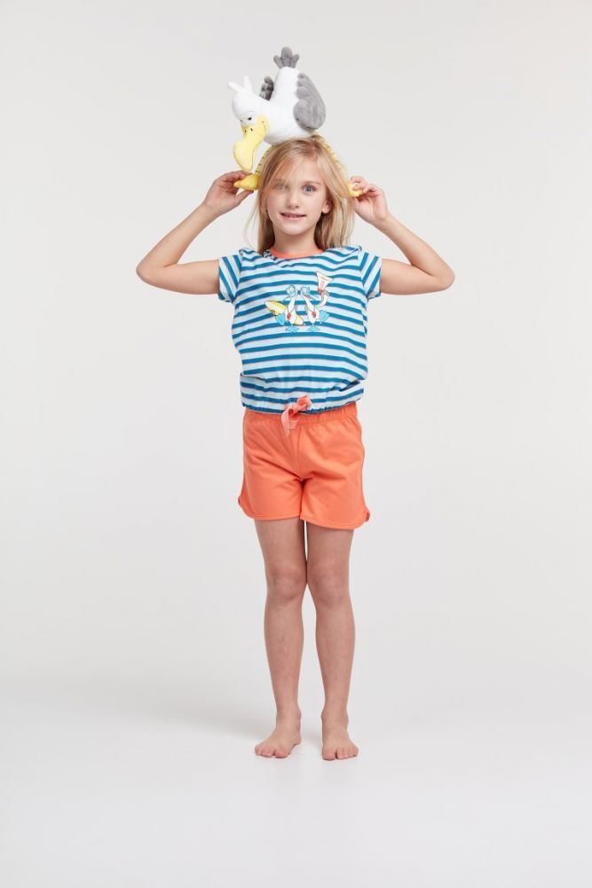Woody Meisjes-Dames pyjama blauw-rood