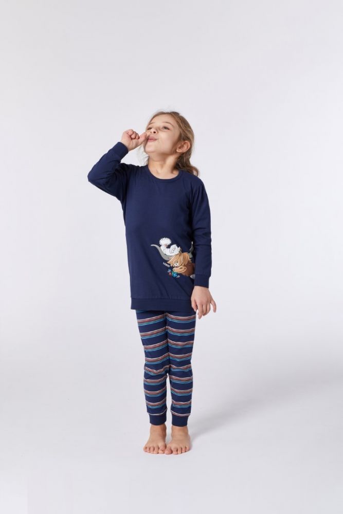 Woody Meisjes-Dames pyjama donkerblauw