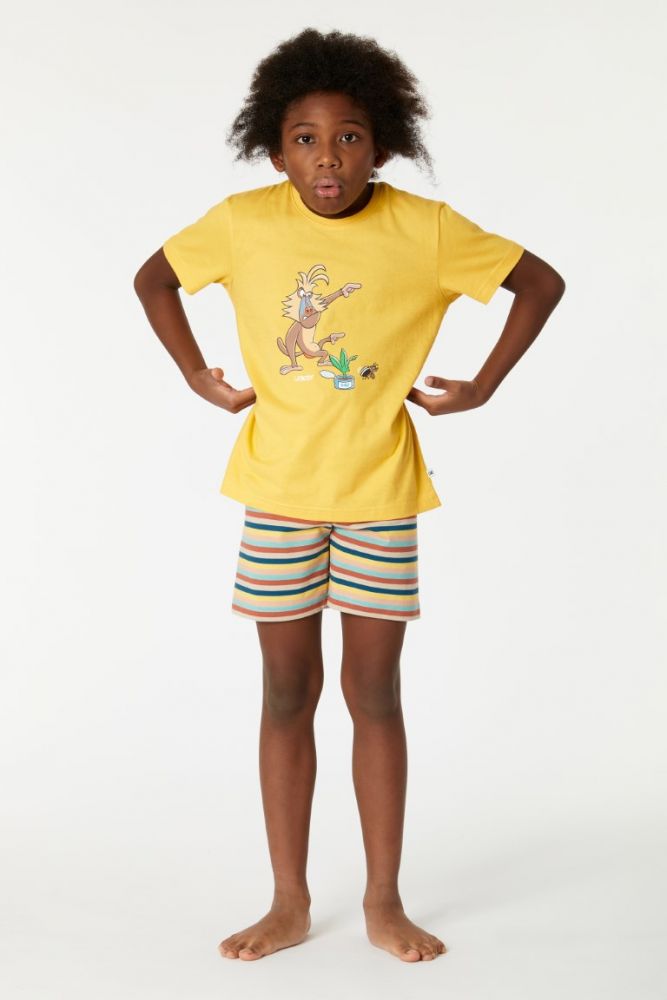 Woody Jongens-Heren Pyjama mosterdgeel