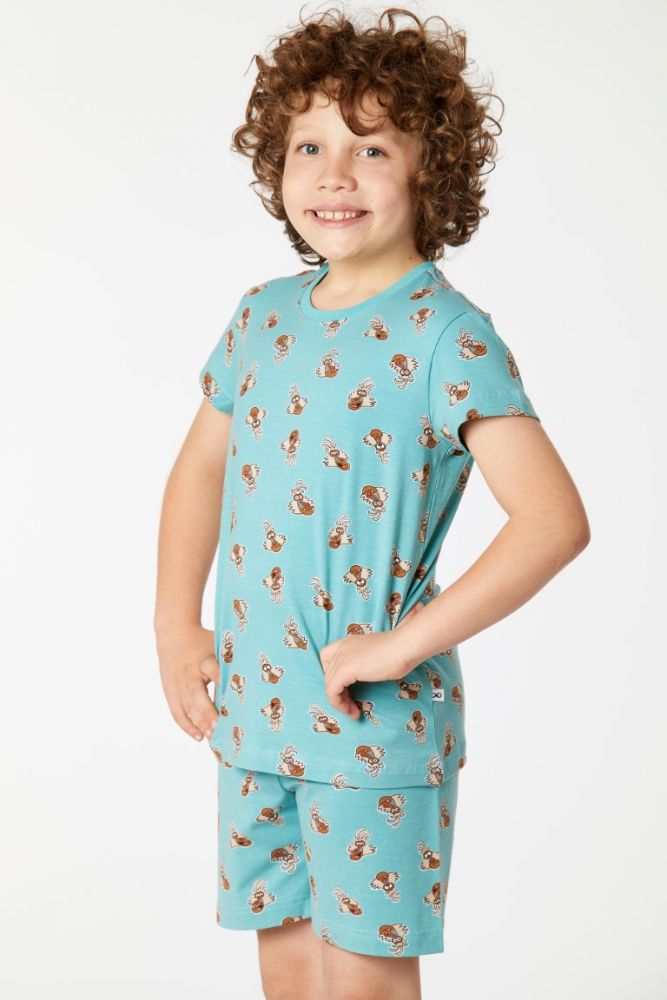 Woody Jongens-Heren Pyjama zeegroen mandril