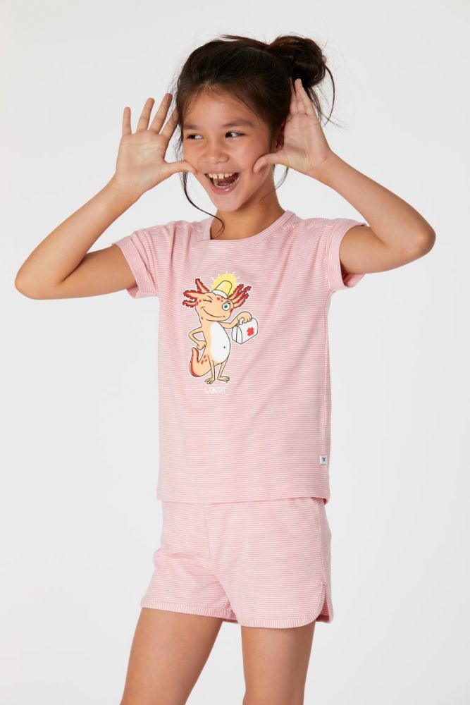 Woody Meisjes-Dames Pyjama wit-roze