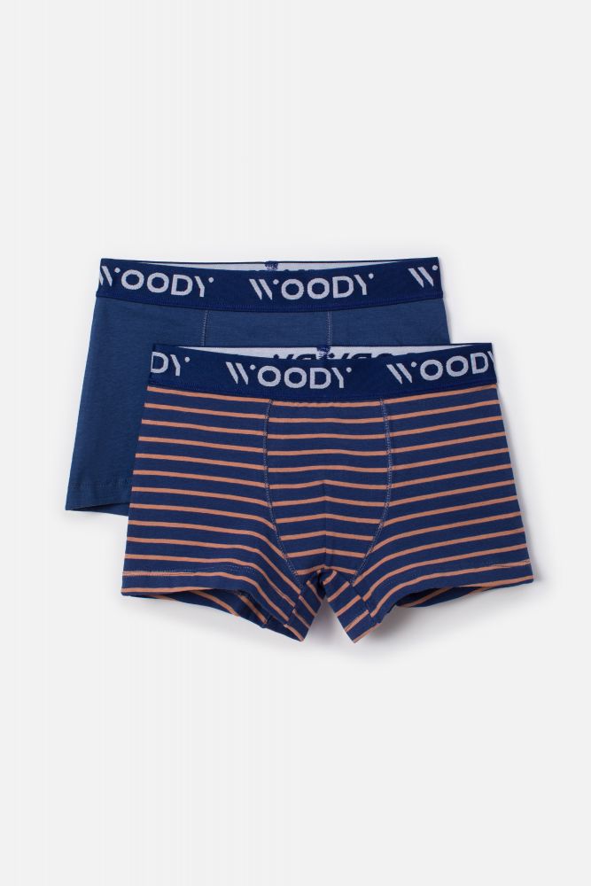 Woody Jongens Boxer duopack blauw uni +