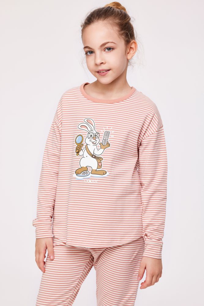 Woody Meisjes-Dames Pyjama zachtroze-gebroken w