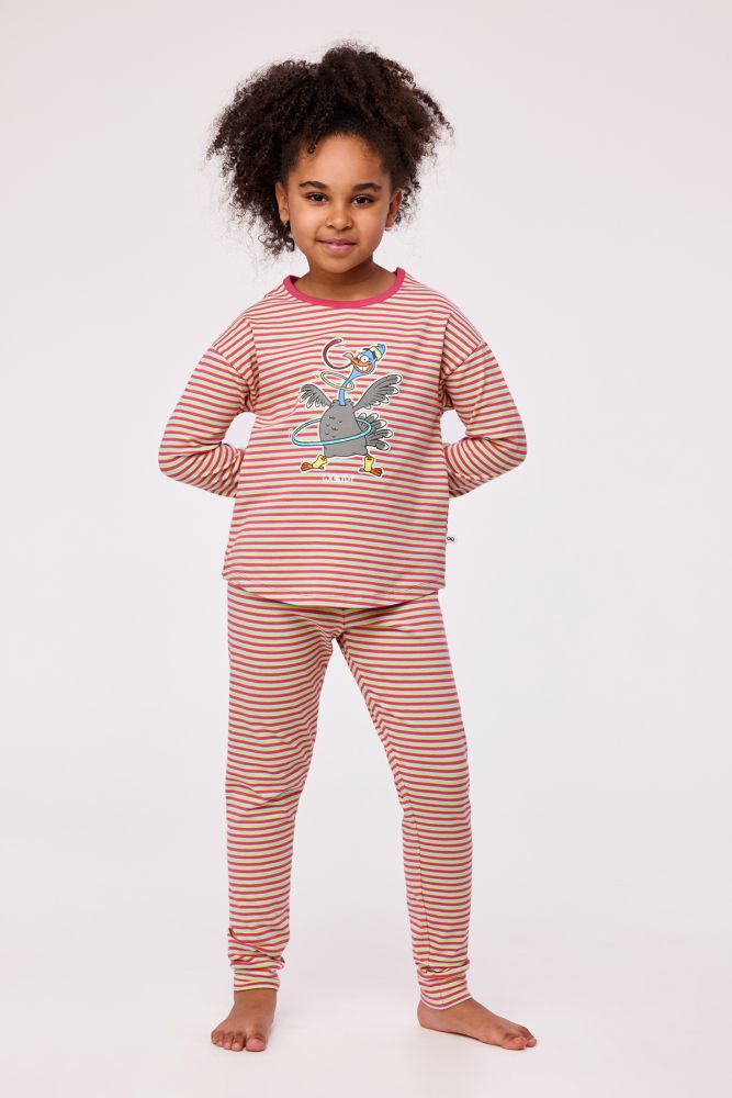 Woody Meisjes-Dames Pyjama multicolor streep