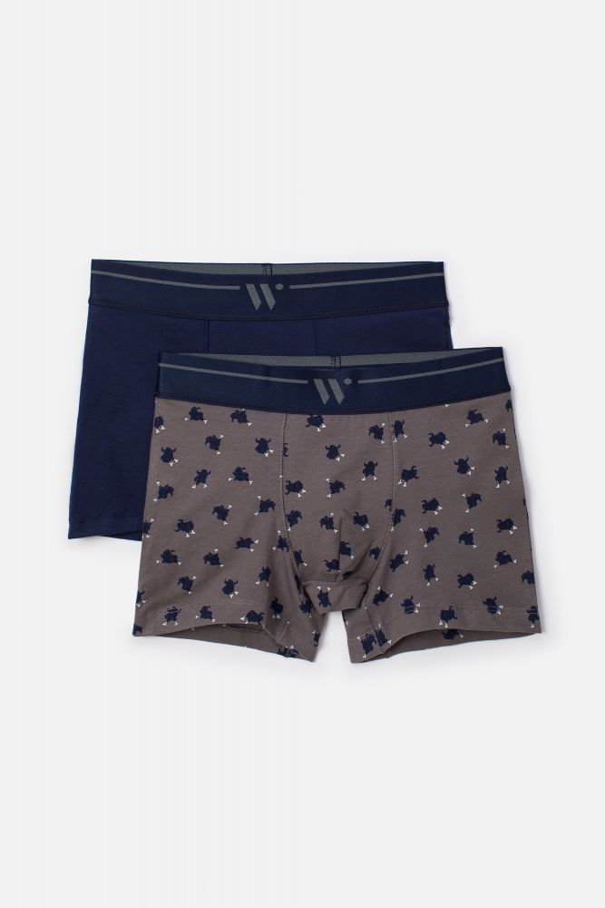 Woody Jongens-Heren Boxer duopack donkerblauw