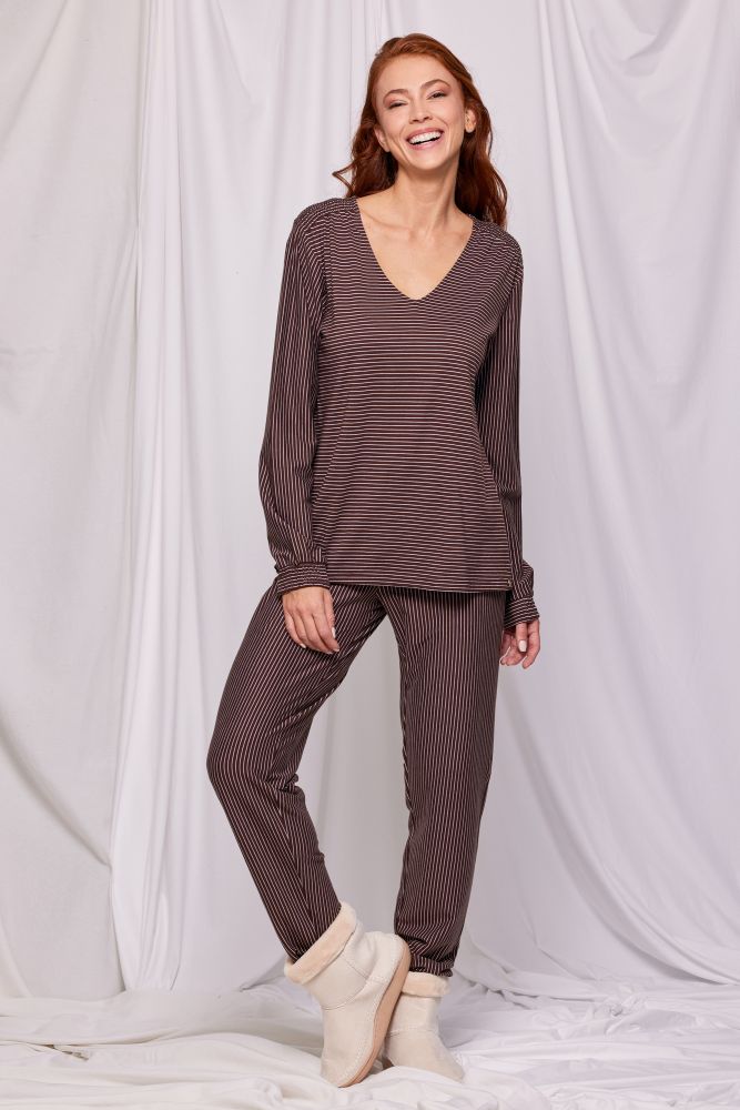 Woody Dames Pyjama verticale streep