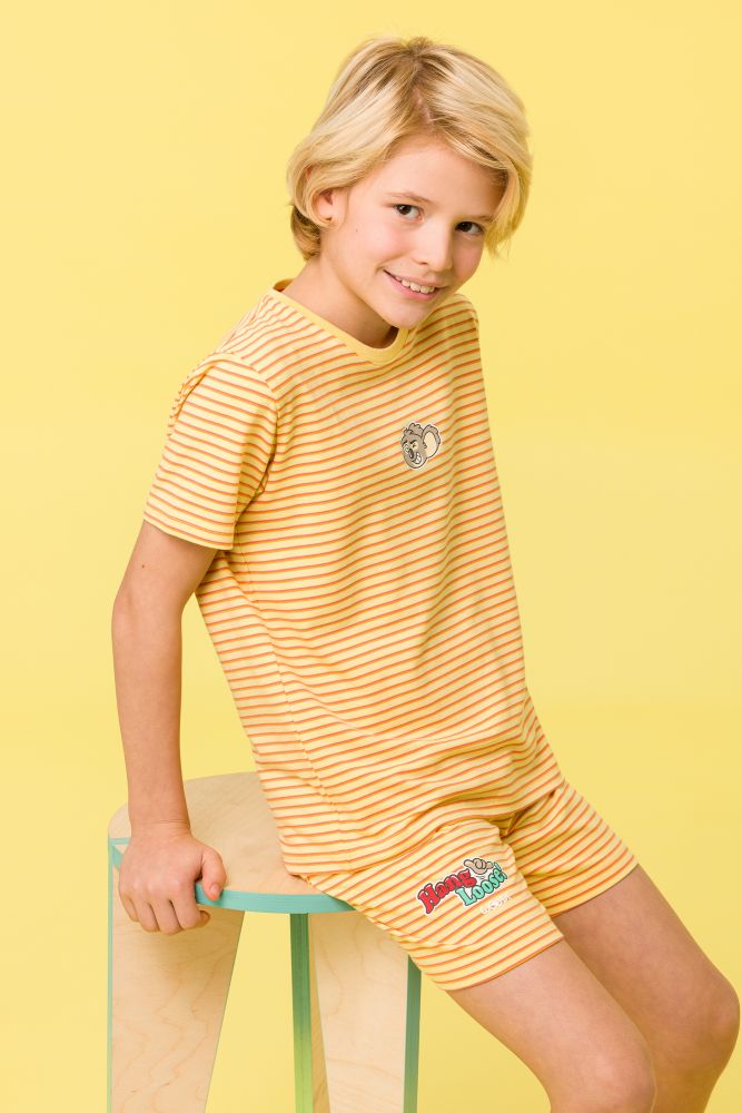 Woody Jongens-Heren Pyjama roest-gele streep