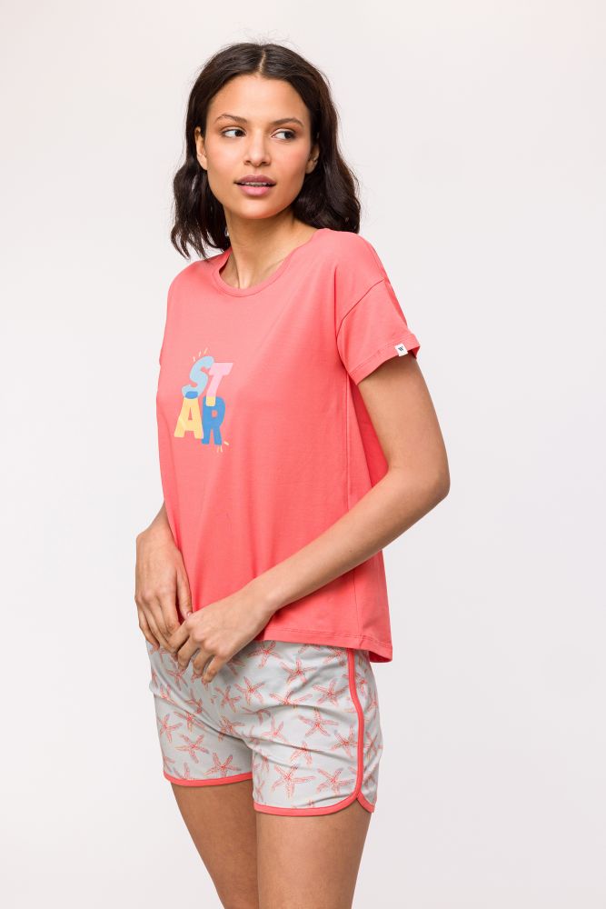 Woody Meisjes-Dames Pyjama koraalrood