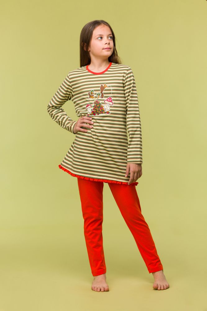 Woody Meisjes-Dames Pyjama multicolor streep