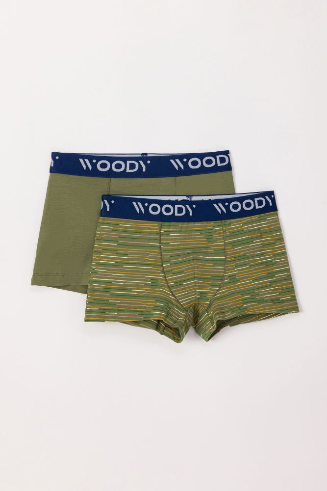 Woody Jongens Boxer set kakigroen + stre