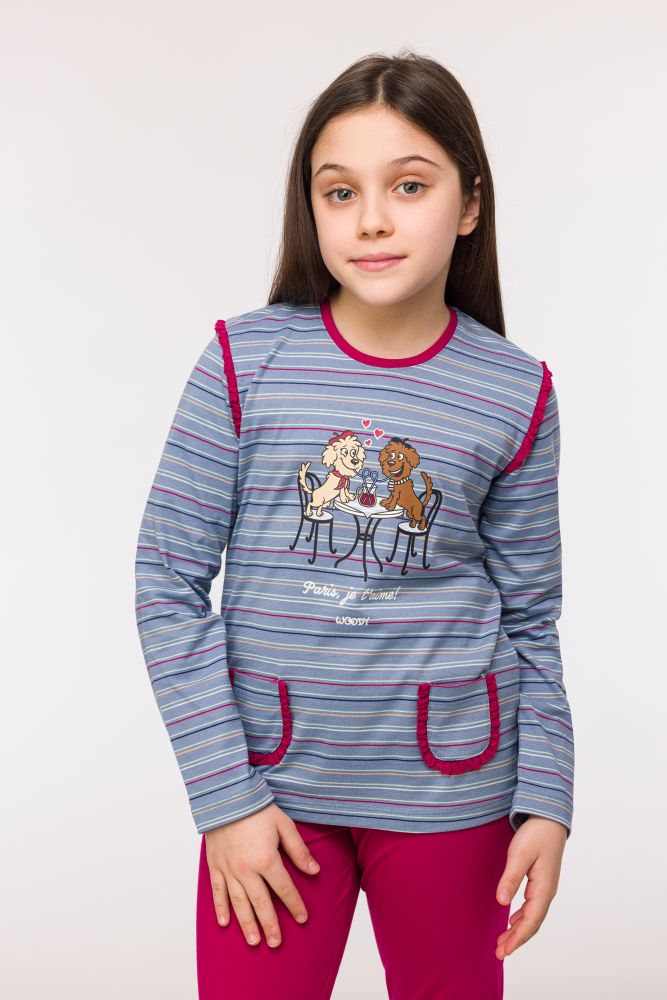 Woody Meisjes-Dames Pyjama multicolor streep