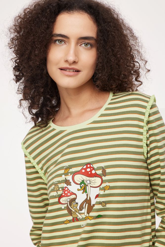 Woody Meisjes-Dames Pyjama multicolor streep