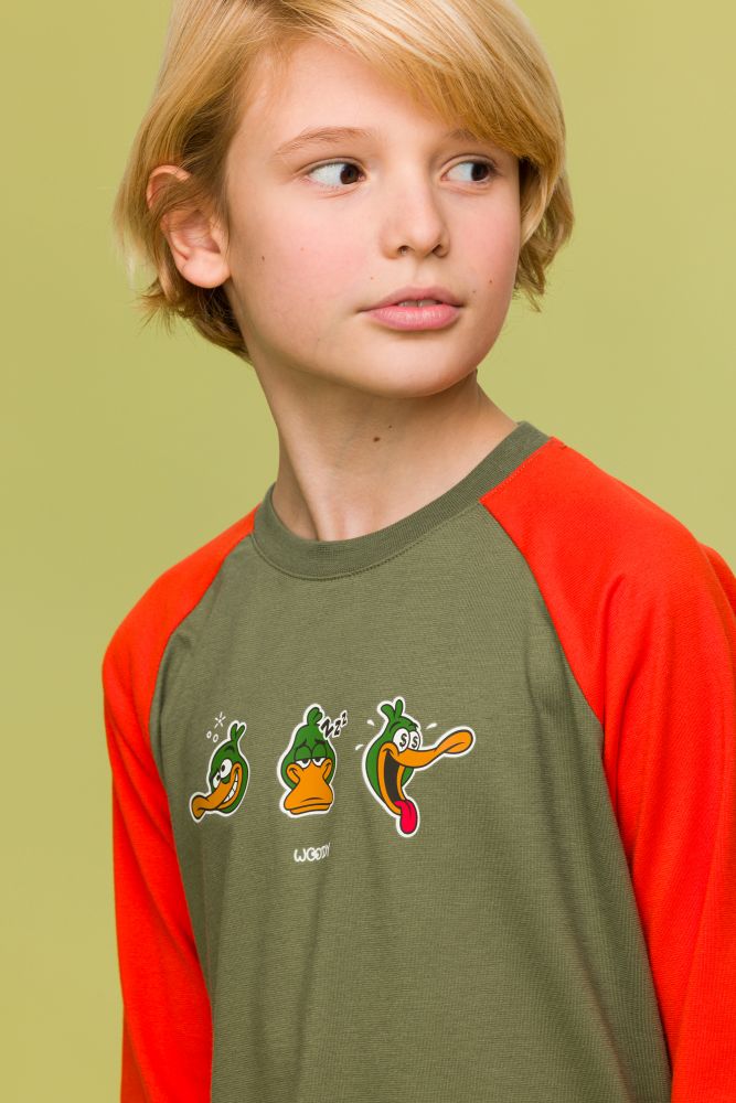 Woody Jongens-Heren Pyjama kakigroen