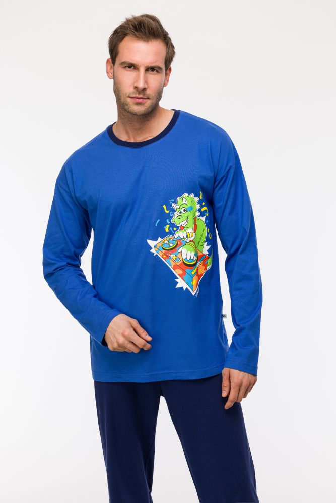 Woody Jongens-Heren Pyjama hoogblauw