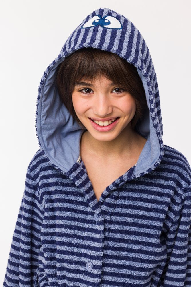 Woody Unisex Badjas blauwe streep