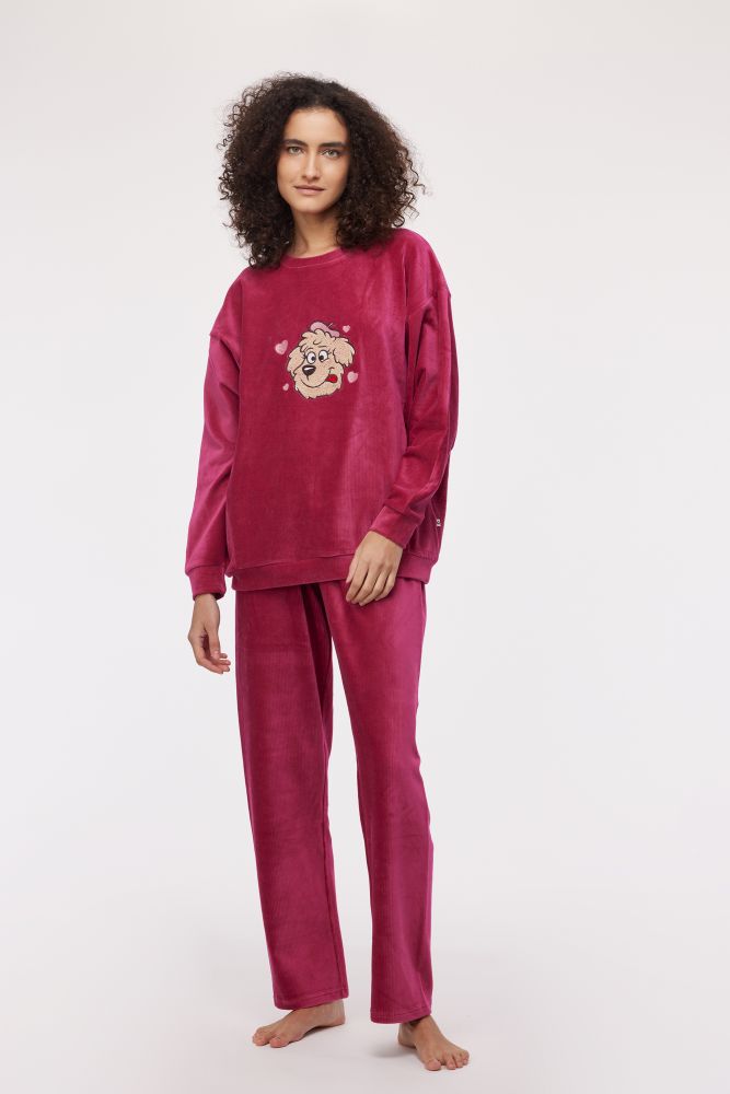 Woody Meisjes-Dames Pyjama framboos-rood