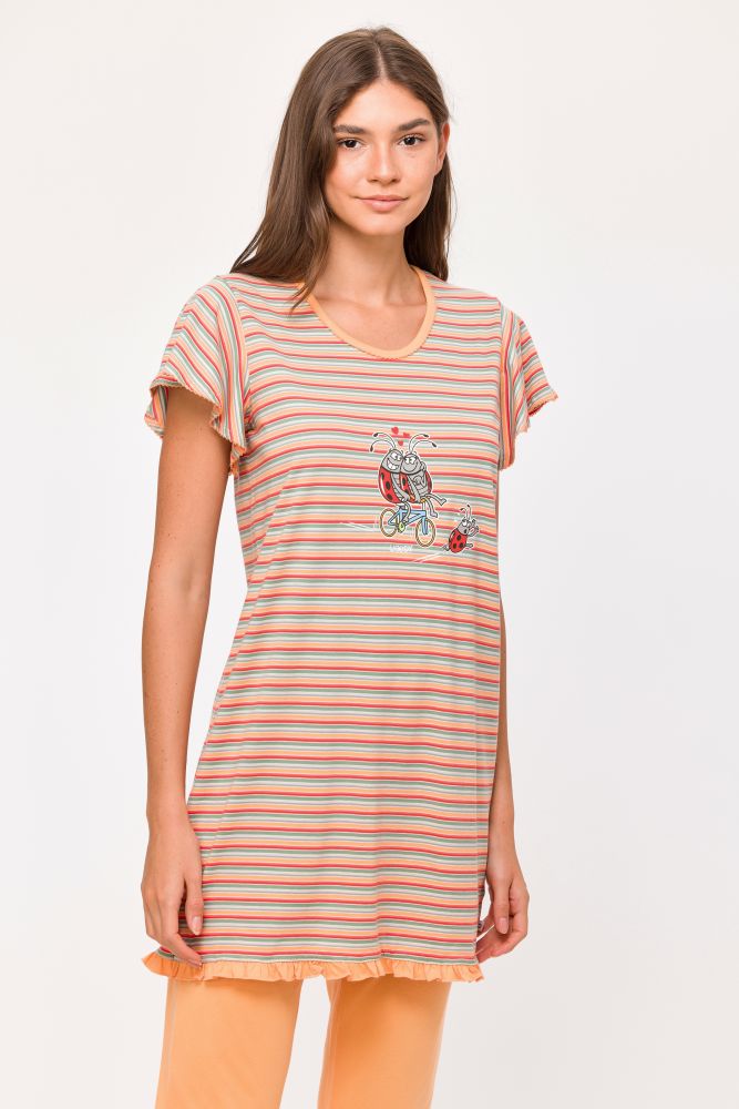 Woody Meisjes-Dames Pyjama multicolor streep