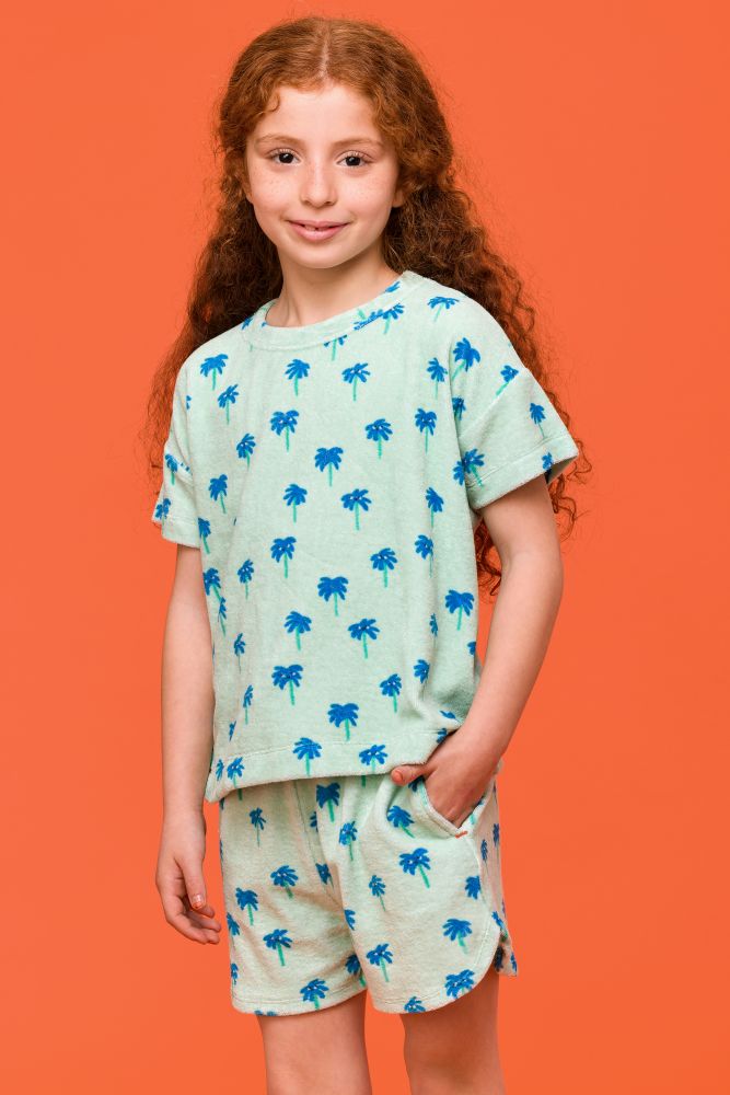 Woody Meisjes-Dames Set van T-shirt en Short palmb