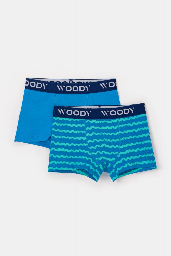 Woody Jongens set blauw + golfjes