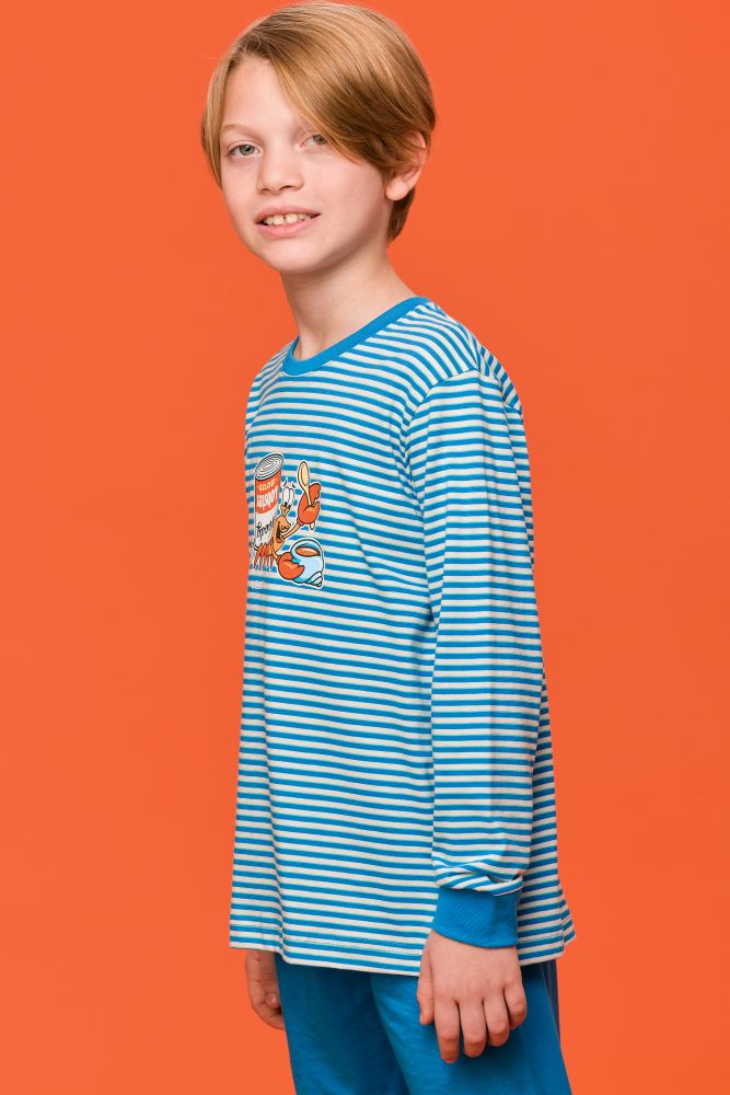 Woody Jongens-Heren Pyjama blauwe streep