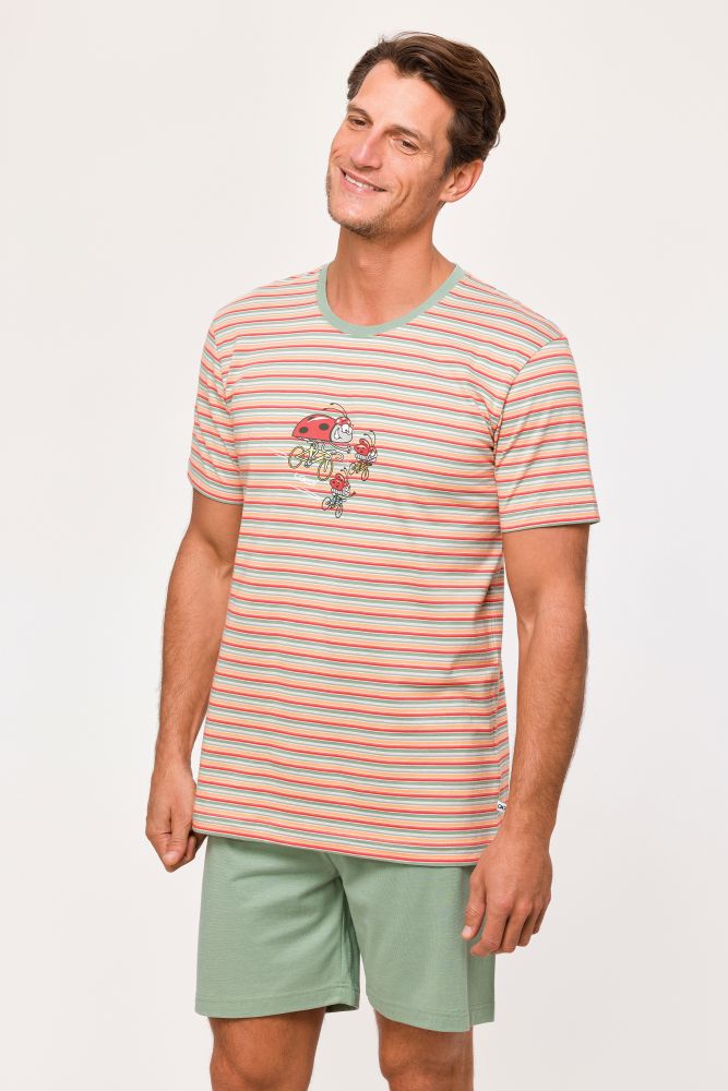 Woody Jongens-Heren Pyjama multicolor streep