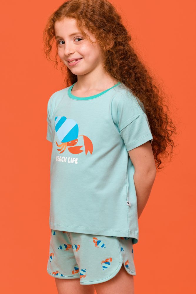 Woody Meisjes-Dames Pyjama licht turquoise