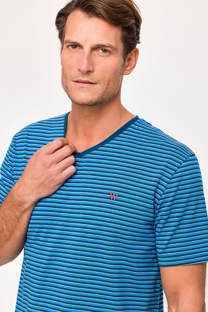 Woody Heren Pyjama blauwe streep