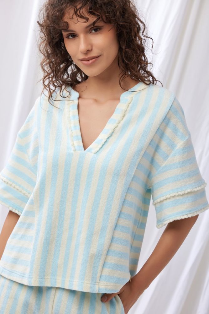 Lords x Lilies Dames Tshirt en Short blauwe streep