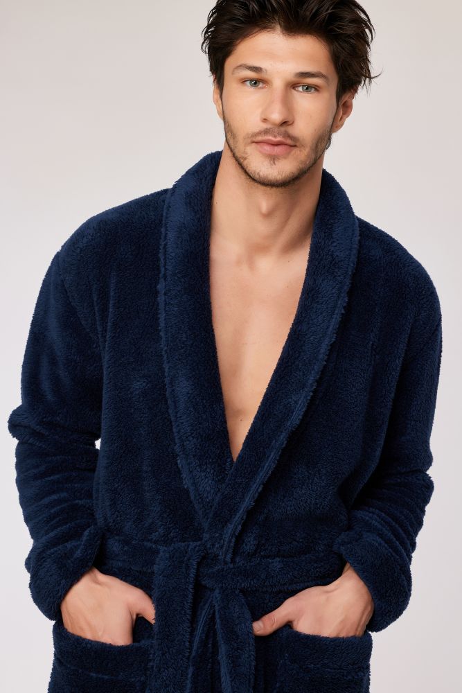 Woody Heren kamerjas donkerblauw