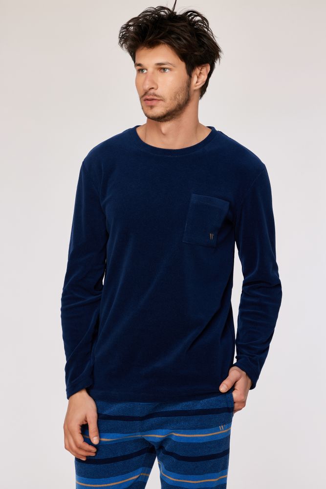 Woody Heren pyjama donkerblauw