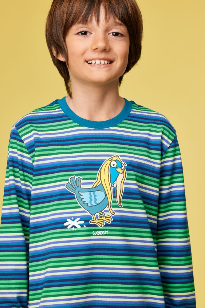 Woody Jongens-Heren pyjama multicolor streep