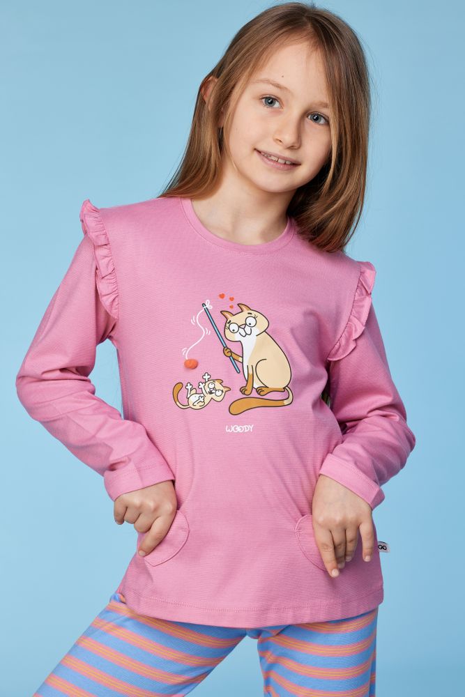 Woody Meisjes-Dames pyjama roze