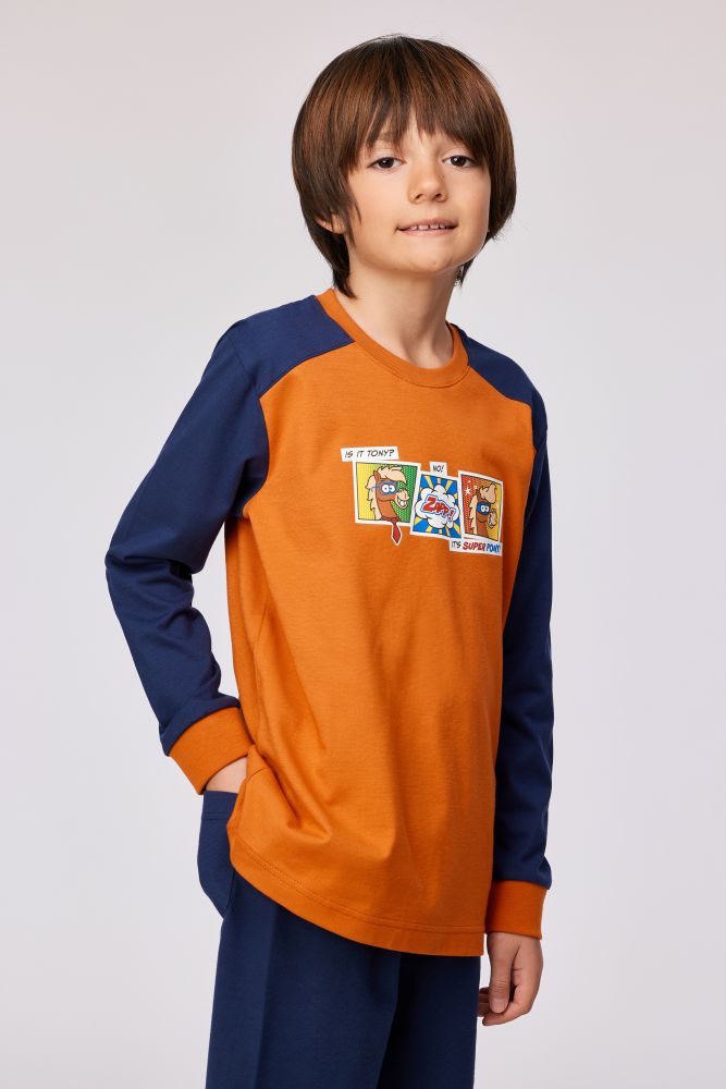 Woody Jongens-Heren pyjama donker oranje