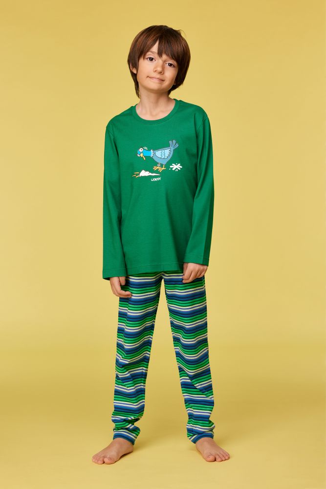 Woody Jongens-Heren pyjama donkergroen