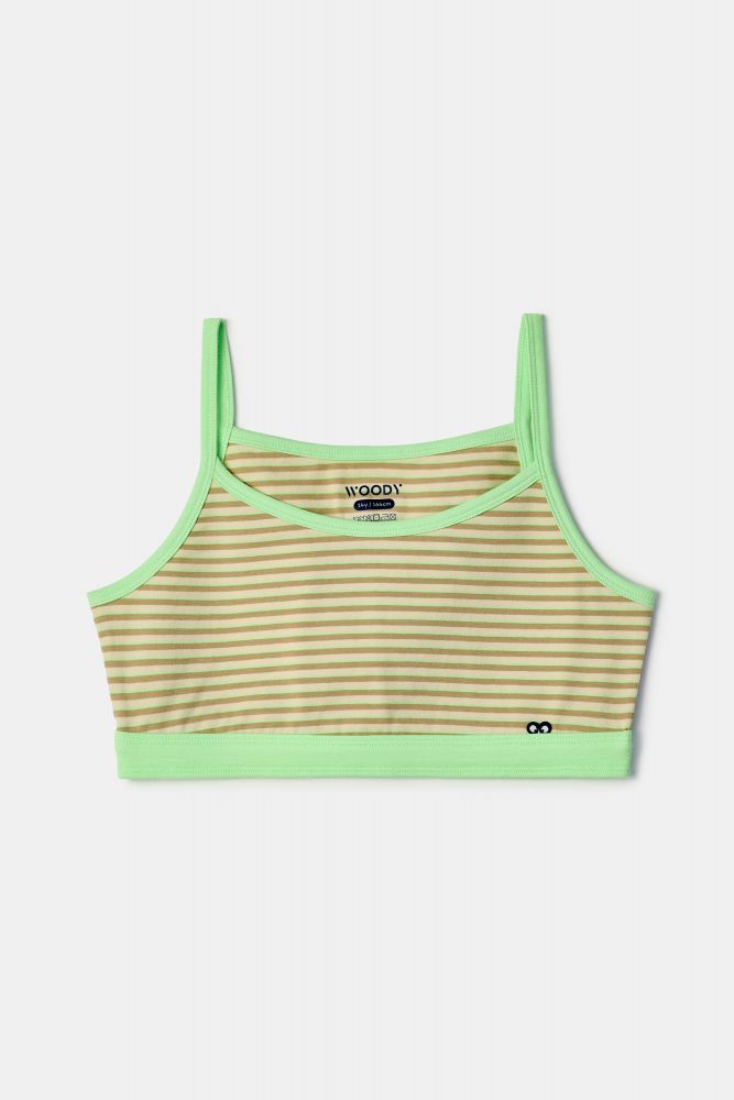 Woody Topje groen-beige streep