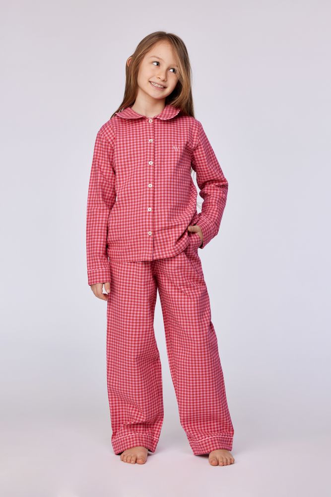 Woody Meisjes-Dames pyjama roze ruitje