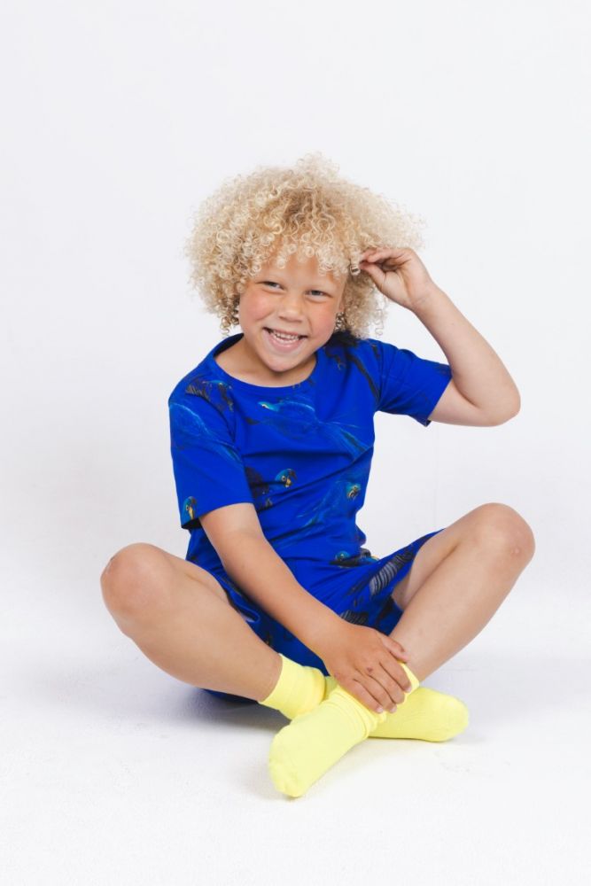 Snurk Pyjama Blue Parrot T-shirt+Shorts