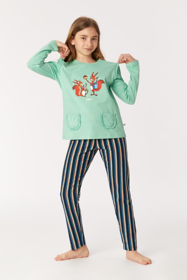 Gemarkeerd onkruid Gelukkig is dat Woody Meisjes-Dames Pyjama lichtgroen