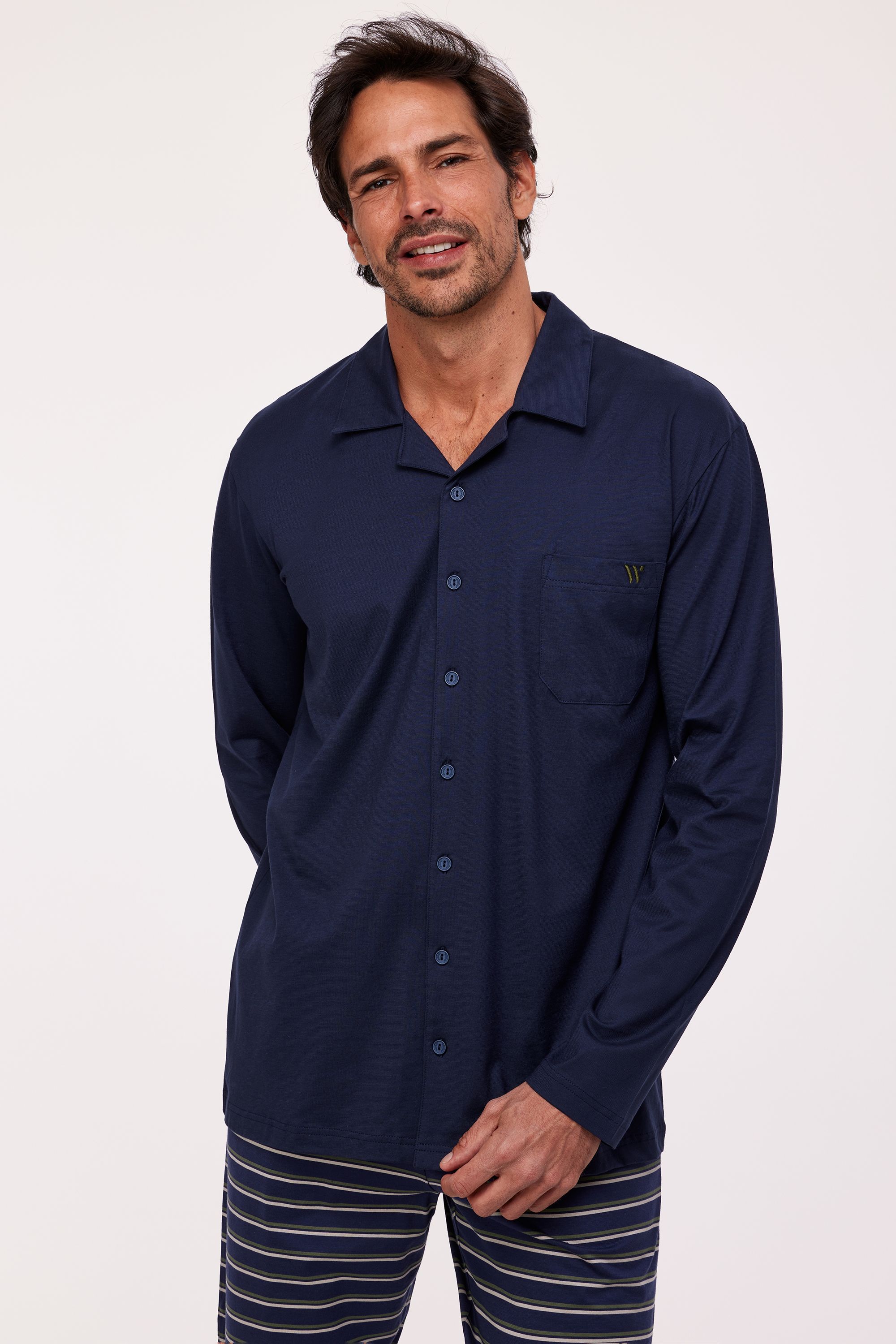 Woody Heren Pyjama donkerblauw
