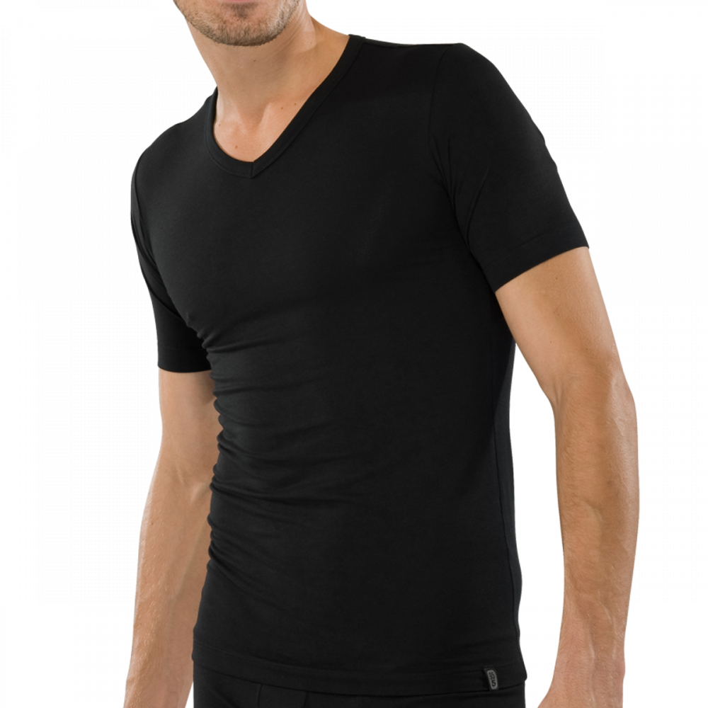 SCHIESSER HEREN 95/5 T-SHIRT ZWART