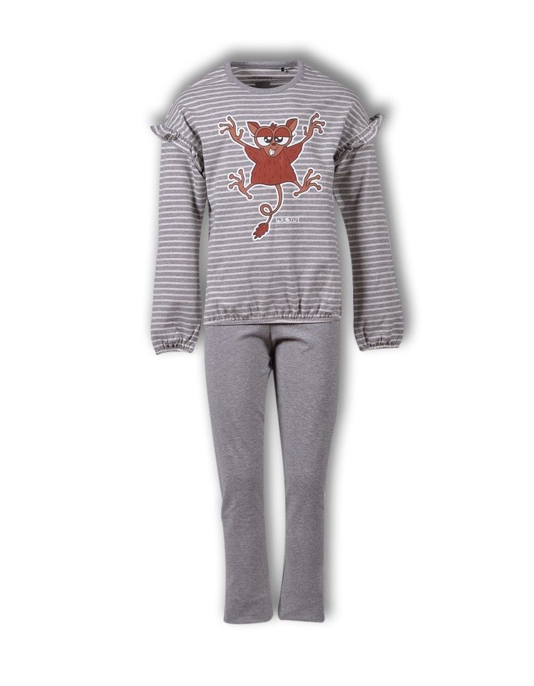 Meisjes-Dames pyjama gebroken wit-grijs m