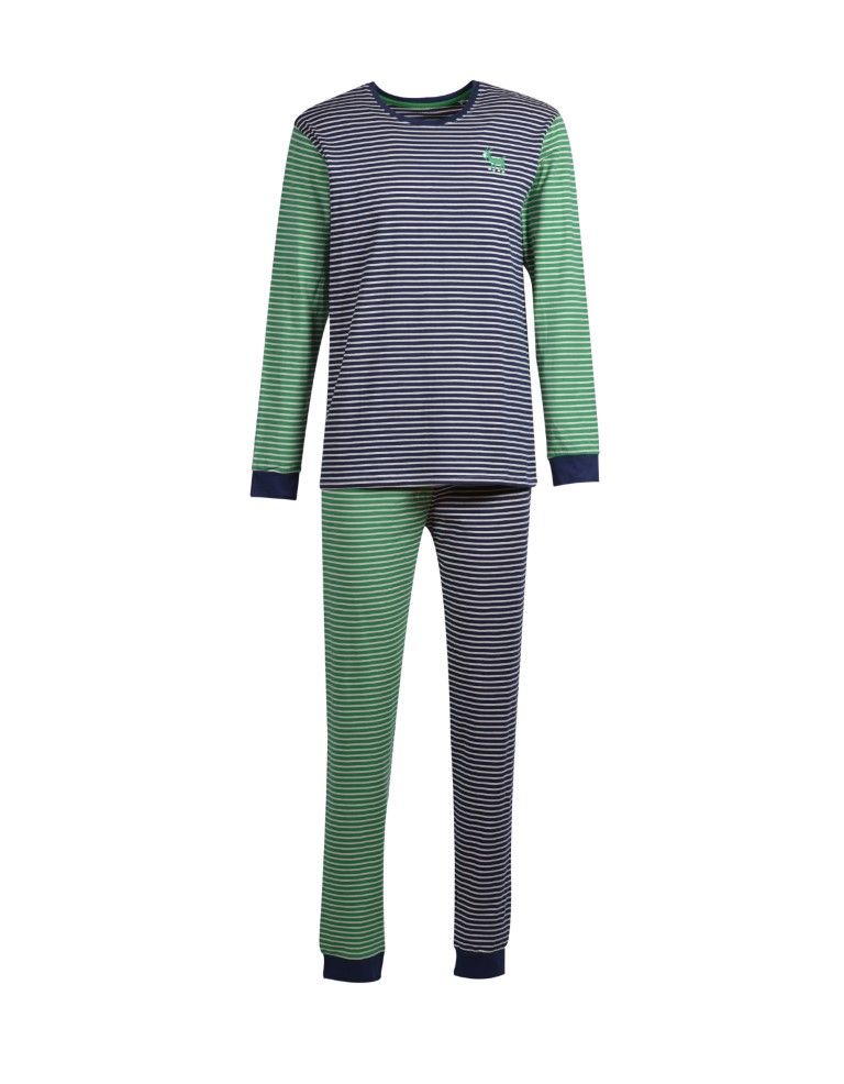 Woody Jongens-Heren pyjama donkerblauw-gebroken