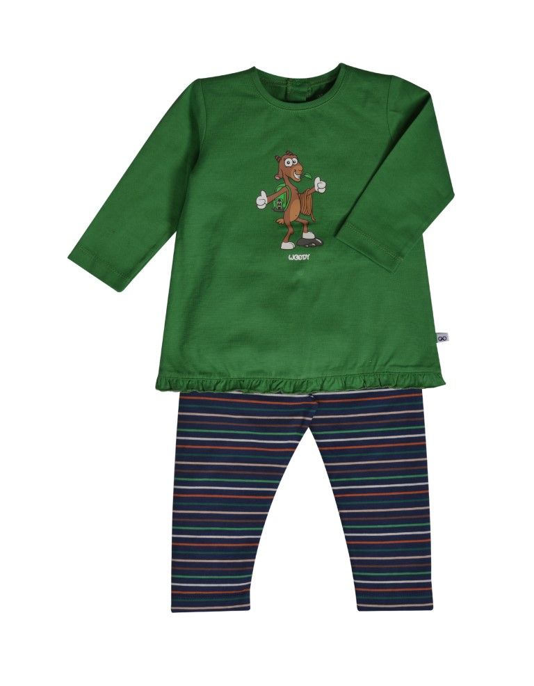 Woody Meisjes pyjama woudgroen