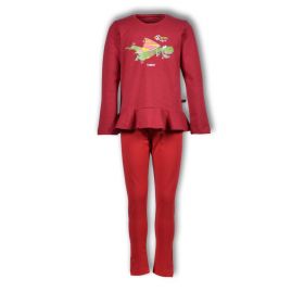 Meisjes-Dames pyjama rood-donkergrijs