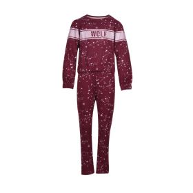 Woody Meisjes-Dames pyjama bordeaux met sterren
