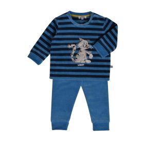 Woody Jongens pyjama donkerblauw-blauw