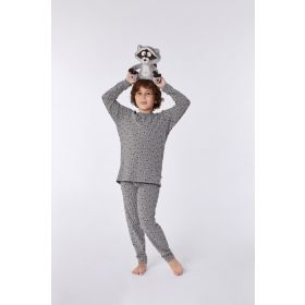Woody Jongens-Heren pyjama grijs wasbeer