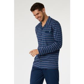 Woody Heren Pyjama classic marine blauw